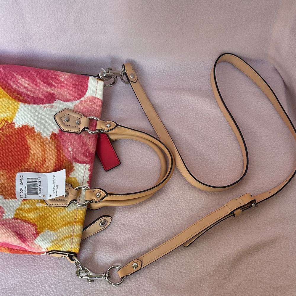 Coach Ashley Floral Print Mini Tote F21909 Leather Crossbody Strap RARE FIND - Picture 11 of 16